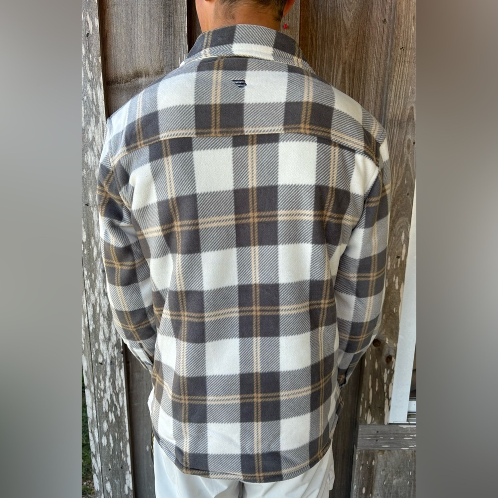 BURLEBO Shacket Coyote Plaid Button Down Shirt - Picture 6 of 7